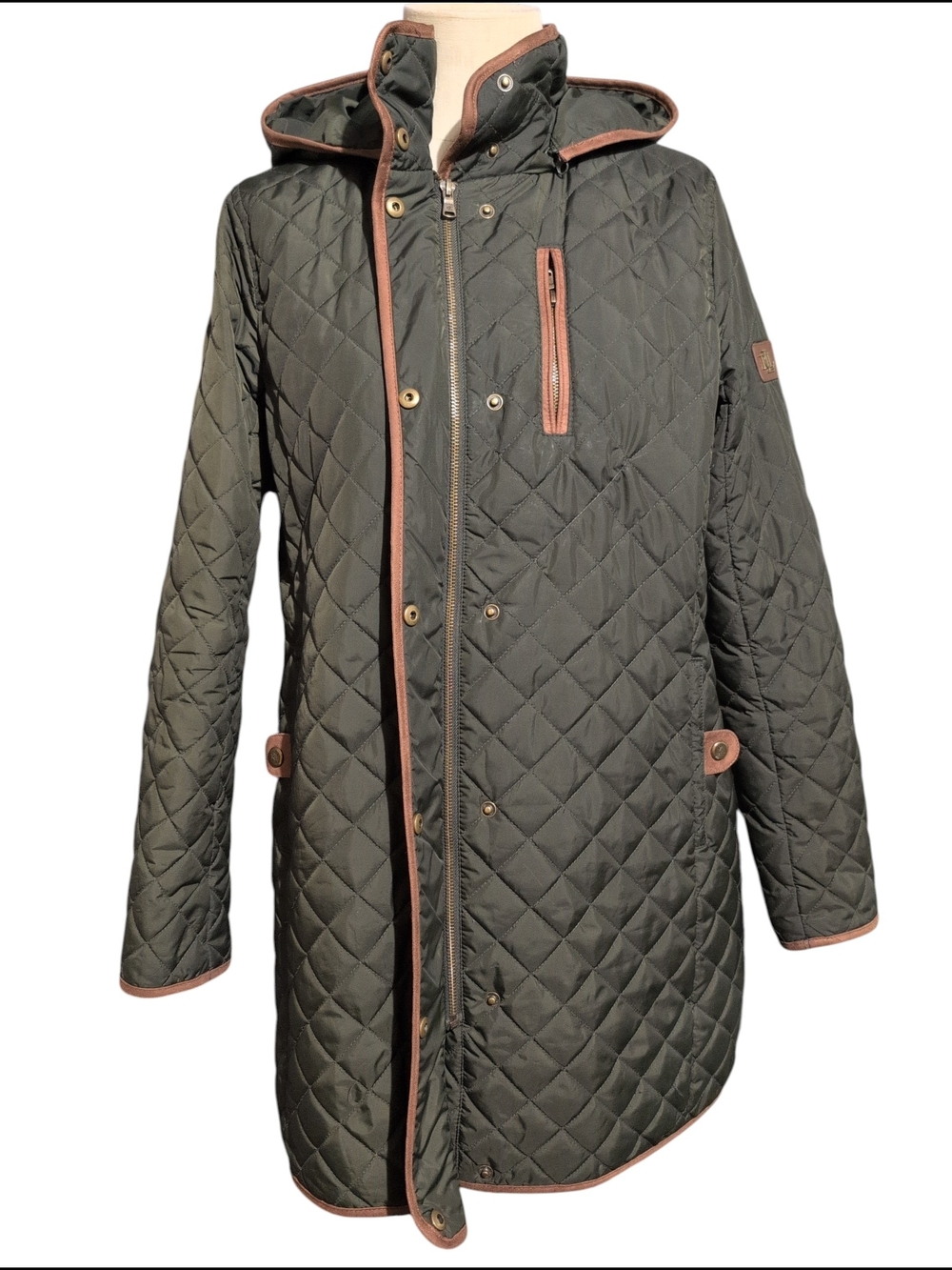 Lauren Ralph Lauren Olive Quilted Jacket Barn Lightweight Preloved Casual PLarge - Picture 9 of 16
